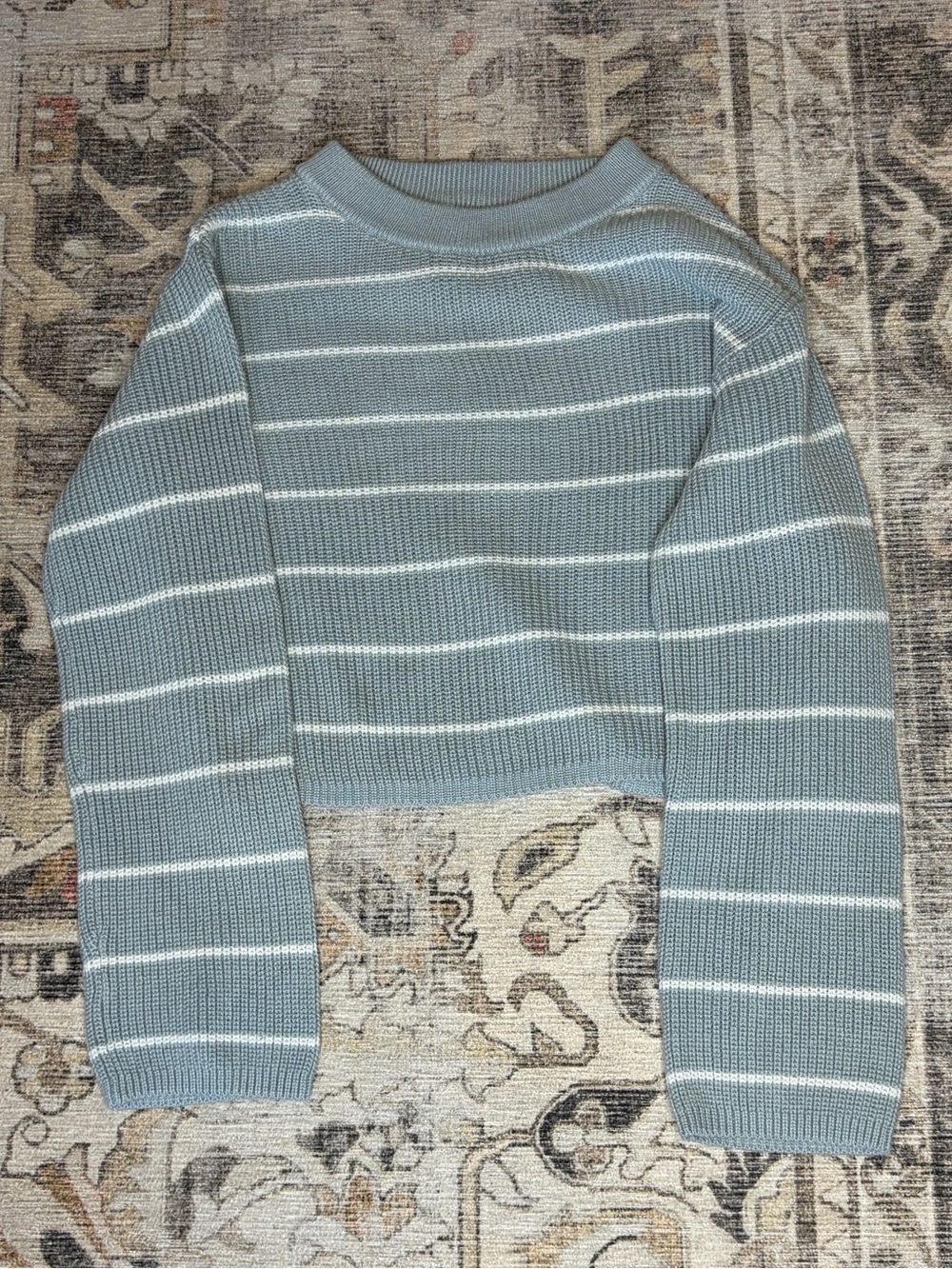 H&M Crewneck Sweater in Light Blue & White Stripes